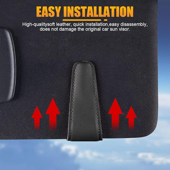 AICEL 2PCS Sunglasses Holders for Car Sun Visor, Magnetic Clip, Wine Red | Leather Eyeglasses Hanger Mounter, Magnetic Glasses Holder and Ticket Card Clip, Car Accessories, Universal Fit - Image 5