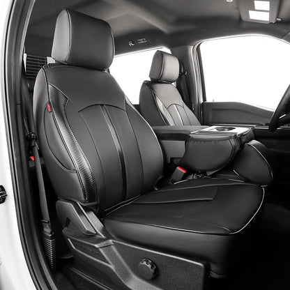 F150 Seat Covers 2021-2026 SuperCab Full Set Custom Fit | Fits 2021-2026 Ford F150 SuperCab XL/XLT/Lariat/STX & 2023-2026 F250/F350/F450 SuperCab XL/XLT/Lariat by Custaura