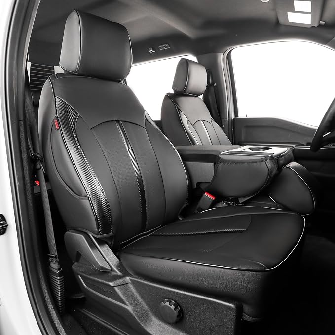 F150 Raptor Seat Covers 2017-2020 SuperCrew Custom Fit Full Set | Fits 2017-2020 Ford F150 Raptor SuperCrew with Waterproof Faux Leather Covers and Airbag Compatibility for Truck Protection by Custaura