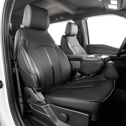 F150 Seat Covers 2015-2020 SuperCrew Custom Fit Full Set | Fits 2015-2020 F150 SuperCrew XL/XLT & 2017-2022 Ford F250/F350 Crew Cab XL/XLT, No Rear Armrest Waterproof Truck Seat Cover by Custaura