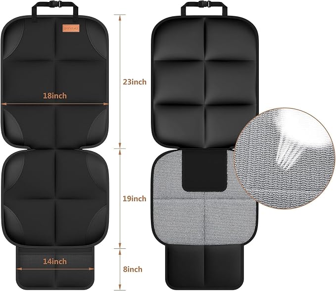 SMART ELF Car Seat Protector, Thickest Padding and Non-Slip Backing (Black) | Waterproof Car Seat Cover with Mesh Pockets, 600D Leather and Fabric for SUV, Sedan, Truck, Easy to install for Baby and Pet - Image 5