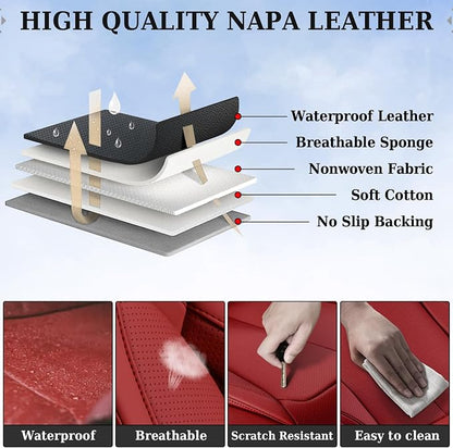 Coverado Car Seat Covers, Seat Covers for Cars, Waterproof Leather Auto Seat Protectors, Leather Car Seat Cushion, Car Interiors Accessories Universal Fit for Most Cars - Image 8