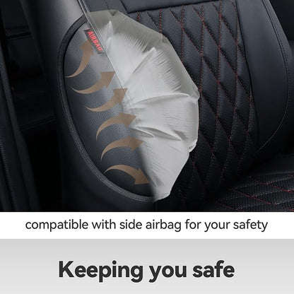Front Tacoma Seat Covers for 2024-2026 Toyota Tacoma SR,SR5,TRD Sport,TRD Off-Road,Limited Truck,Fully Covered,Luxury Waterproof Leather Car Seat Protector (Front Row Only,Black & Diamond) - Image 5