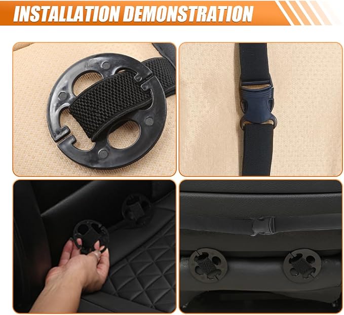 Luxury Faux Leather Car Seat Cover, Car Seats Cushion, Black | Anti-Slip Waterproof Universal Front Bottom Seat Protector with Storage Pocket for Sedans, SUVs, Trucks, Triangular Pattern - Image 6