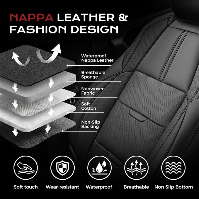 Coverado RAV4 Seat Covers Full Set Custom Fit for RAV4 2019-2025 SE, XSE | Car Seat Covers for Toyota RAV4 2019-2025(Hybrid/Prime/PHEV) SE/XSE, Easy Install & Waterproof & Airbag Compatible - Image 7