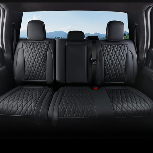 Coverado Leather Rear Seat Covers Fit for Ford F150 F250 F350 F450, Waterproof Ford Truck Rear Seat Covers Fit for 2015-2026 F150 & 2017-2026 F250 F350 F450 (Black) by COVERADOAUTO
