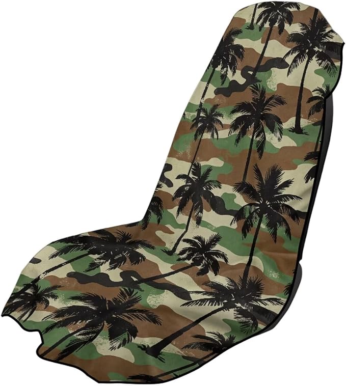 SEANATIVE Sports Towel Seat Covers for Cars - Quick-Dry Sweat Towels for Gym, Hiking & Beach with Anti-Scratch Design (Machine Washable, Universal Fit), Coconut Tree Camouflage Pattern by SEANATIVE