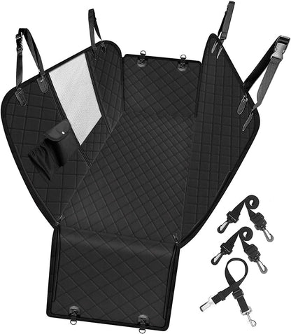 Dog Car Seat Cover with Storage Pockets Mesh Visual Window, Waterproof Nonslip , Heavy Duty Scratchproof Pet Dog Back Seat Cover Hammock for Cars Trucks and SUVs by GuangzhouTailinTechnologyCo