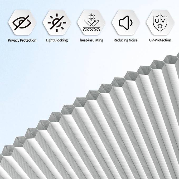 Myshade Arch Window Shades Half Circle Blackout Cellular Shades Cordless No Drill Blinds for Windows Half Moon Honeycomb Fabric No Tools Room Darkening Shades Easy Install (1PCS White 96" W X 48" H) - Image 6