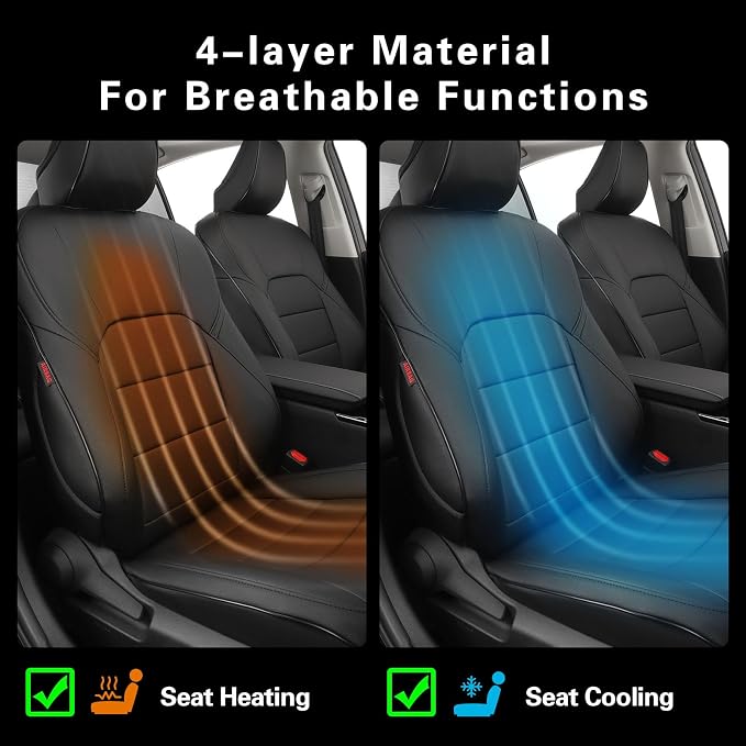 EKR Car Seat Covers for Toyota Camry 2018-2024 (Hybrid),Full Set | Custom Fit for Toyota Camry LE/SE 2018-2024 & SE Nightshade/Nightshade 2022-2024-Faux Leather(Black) - Image 7