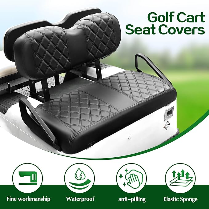 NOKINS Golf Cart Diamond Front Seat Covers for EZGO Freedom TXT/T48 2014+ | Durable Vinyl Build；UV Resistant；All-Weather Protection - Image 2