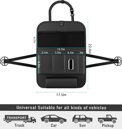 Backseat Car Organizer with Tray 1 Pack,Car Backseat Organizer with Foldable Table for Kids,Multifunctional Seat Back Organizer with Storage Pockets Car Storage Organizer (Black) - Image 2