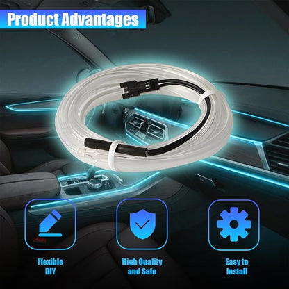 Car LED Strip Lights, 16.4FT 5V Waterproof Flexible Vehicle Ambient Lighting Kits with USB Port, Automotive Lamp Strips Decorations, Universal for SUV Automobile Truck (Ice Blue) - Image 3