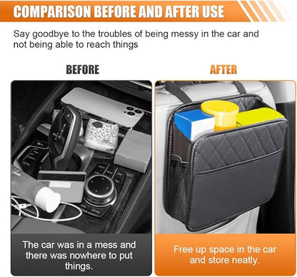 LAINLOY Classic Car Backseat Organizer, Black, 8L Capacity, Foldable, Hanging Mount, PU Leather, Unisex, 1 Count - Image 5
