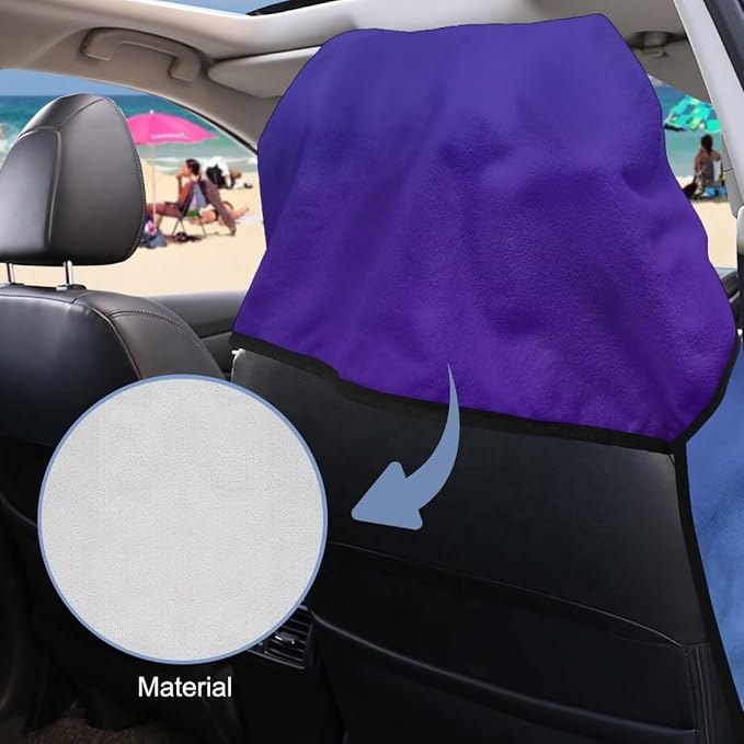 Car Towel Seat Cover 1 Piece Soft Car Seat Cover Protector Breathable Non-Slip Cars Accessories for Cars SUV Trucks, Purple Blue Gradient - Image 3