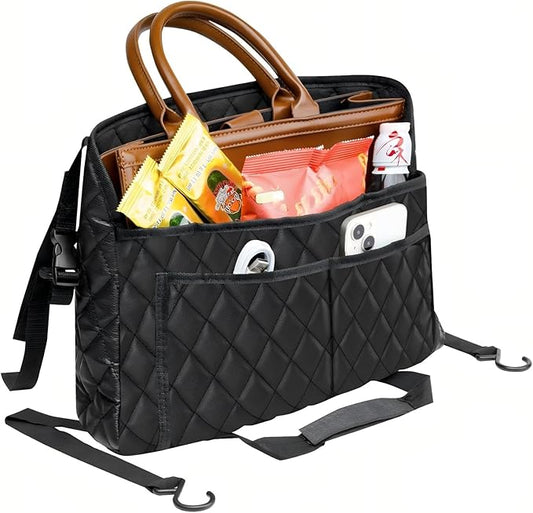 Car Handbag Holder Between Seat Durable Leather Seat Back Organizer Pet & Kids Driver Storage Netting Pouch Driver Storage Netting Pouch (Upgraded Black B) by SunlightXS