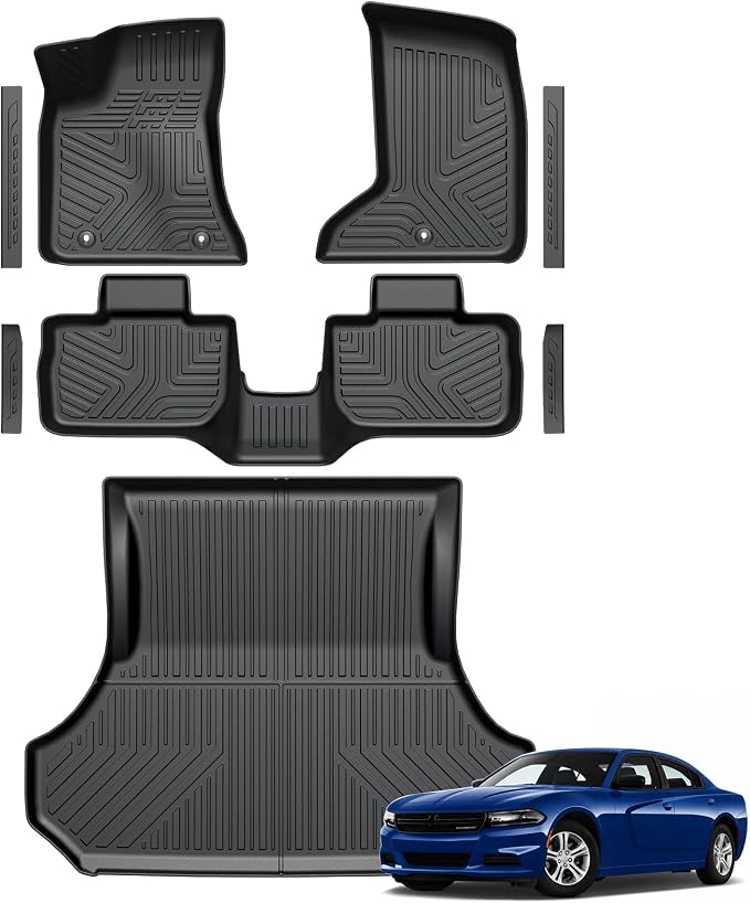 Floor Mats for 2011-2023 Dodge Charger RWD & Chrysler 300 RWD | Full-Coverage Mats Set with Cargo Liner, 3D Laser Fit, All-Weather Protection, Odorless & Durable, Complete Accessories Set by GALVAGNITE