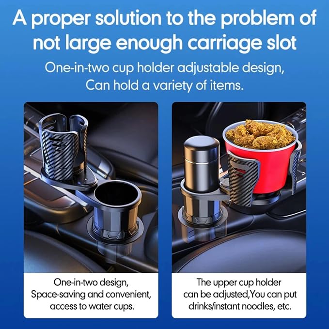 Car Cup Holder Expander, 2-in-1 Manual 360 Rotation | 2-in-1 360° rotating design, durable ABS build, twist-to-install, for daily commute, stable on flat roads - Image 6