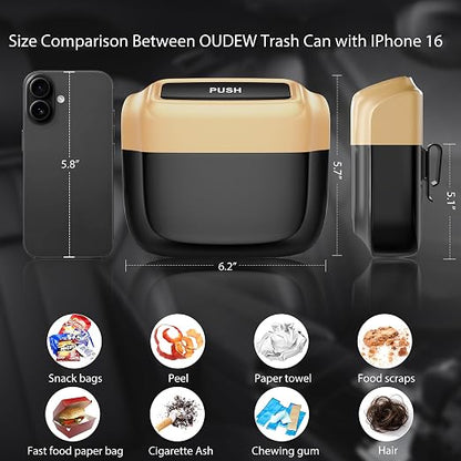 2 Pack Car Trash Can with Lid, Built-in Storage Garbage Bag, Gold | Leakproof Car Door Trash Can with Hook, 60pcs Trash Bags, Mini Automotive Garbage Bin for Vehicle, Office, Home - Image 2