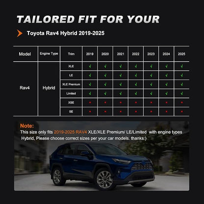 Custom Car Seat Covers for Toyota RAV4 Hybrid 2019-2025 | Fit Rav4 LE, XLE, XLE Premium, Limited(Not for Gas)-Full Set Faux Leather Waterproof Aigbag Compatible Black - Image 2