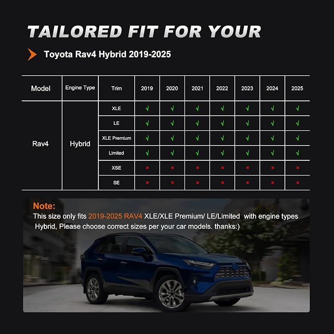 Custom Fit Seat Covers 2019-2025 for Toyota RAV4 Hybrid | Not for XSE&2022-2025 SE Hybrid-Full Set Faux Leather Waterproof Airbag Compatible Car Seat Protectors Black&Gray - Image 2