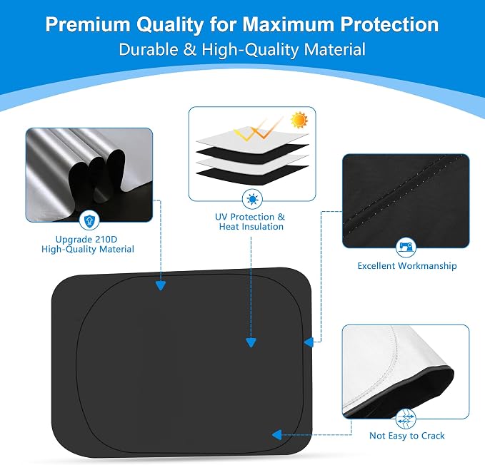 Rear Side Window 2nd Row Sunshade for 2017-2022 Fo-rd Super Duty F250 F350, Super Crew Cab 4Door, XL XLT Lariat King Ranch, Platinum Pickup, Foldable Window Sun Shades Sun Visor, Pack of 2 - Image 3