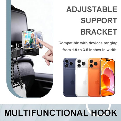 2PCS Car Headrest Hook with Phone Holder, Universal Car Headrest Storage Organizer Hanger Hook with Lock, Automotive seat Back Organizer headrest Hooks for Bags (Red) - Image 5