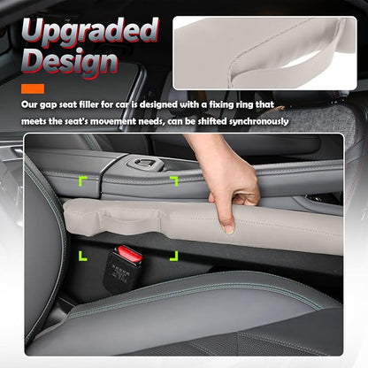 Aokdom 2026 2PCS Upgraded Car Seat Gap Filler with Fixing Ring,Elastic Car Gap Filler to Avoid Dropping Cell Phones/Keys,Essential Cars Gaps Seat Fillers Cars Accessories (Light Beige) - Image 5