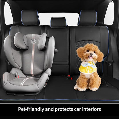 EKR Rav4 Seat Covers Custom Fit for Toyota Rav4 (Hybrid) Woodland/Limited 2026, Leather Car Seat Cover Full Set for SUV,Faux Leather(Black with Blue Piping) - Image 5