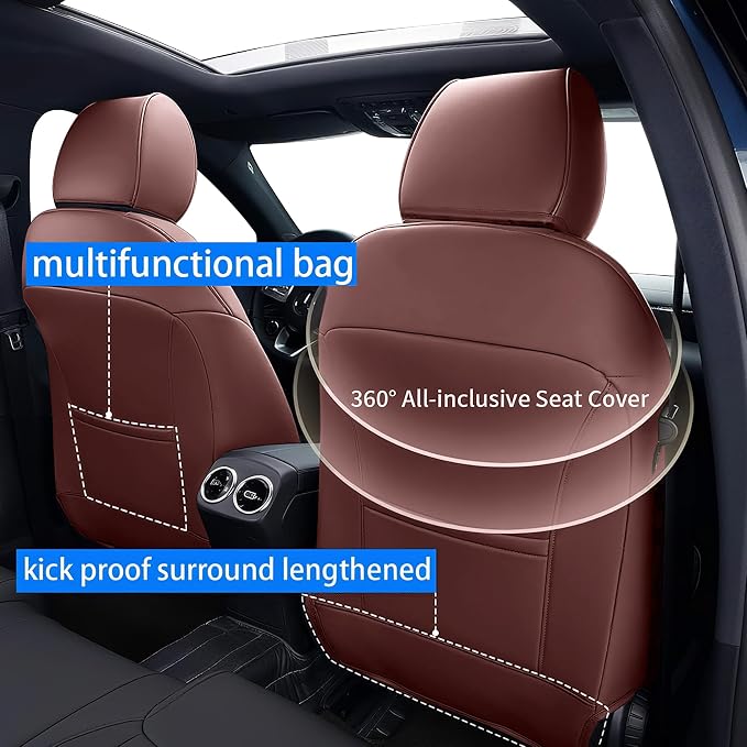 Seat Covers for Honda Civic Hatchback 2022-2024 Full Set Burgundy | Custom Fit Sport LX & Hatchback Hybrid Sport Seat Covers, Water Resistant Faux Leather, Pet friendly, Anti-scratch - Image 6