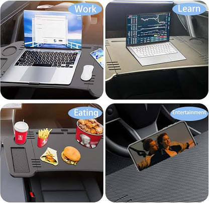 Foldable Car Desk for Tesla Model Y Model 3 Car Food Tray | Car Desk for Laptop | Car Tray Tesla Table | Steering Wheel Tray Table | Multipurpose Travel Car Accessories - Image 4