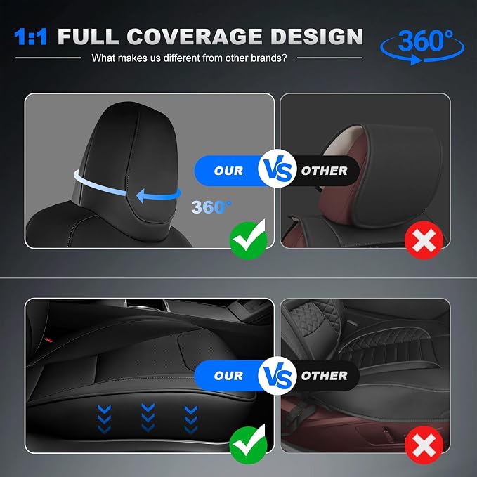 AOMSAZTO Seat Cover for Tesla Model 3 2024-2025(Not Performance) | Faux Leather,Waterproof,Airbag Compatible,5-Pieces Set with Seatbelt,Steering Wheel Covers,Side Bolster Cover&Headrests-Black - Image 6