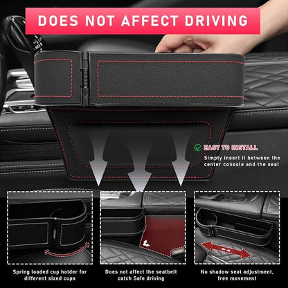 Car Seat Gap Filler with Cup Holder Expander, Automotive Front Seat Storage with Cup Holder, Console Seat Gap Filler Storage Box for Mug Bottle Keys, Car Accessories (Driver Side) - Image 5