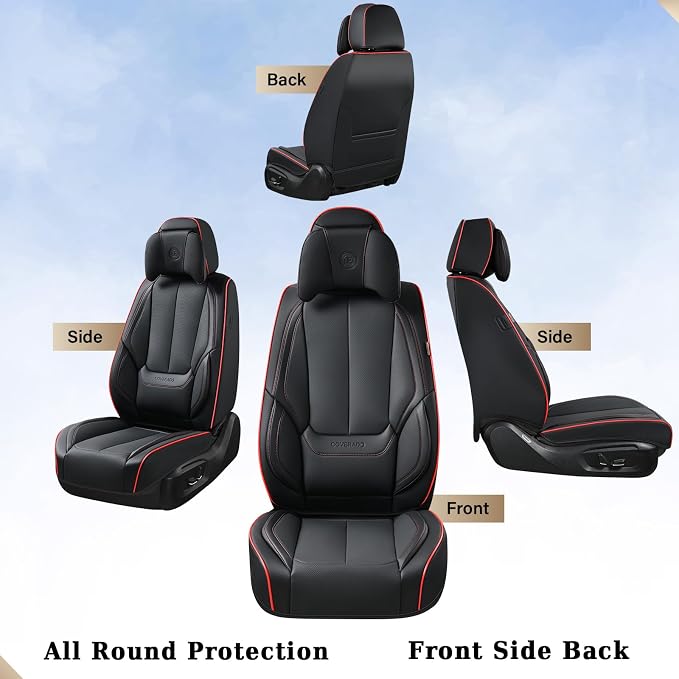 Coverado Car Seat Covers, Seat Covers for Cars, Waterproof Leather Auto Seat Protectors, Leather Car Seat Cushion, Car Interiors Accessories Universal Fit for Most Cars - Image 3