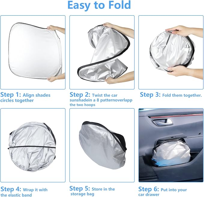 Windshield Sun Shade Car Sunshade Accessories for Chevy Equinox 2018-2026 | HOHUIGO Front Window Screen Shade Foldable Sun Visor UV Protector Heat Shield for Chevrolet Equinox Cover Keep Car Cooler - Image 5