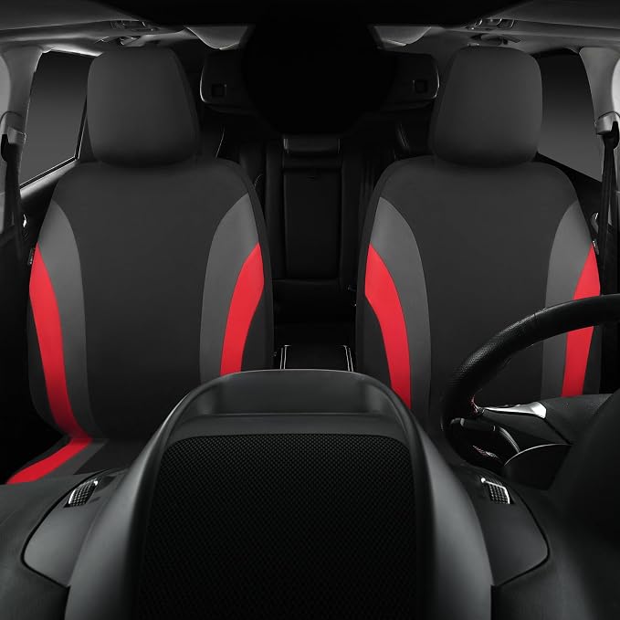 CAR PASS Line Rider Sporty Front Seat Covers,Red Car Seat Covers Two Front Seats Only, Airbag Compatible,Universal Fit Sedans,Cars,Vans,SUV,Truck(Black and Red) - Image 4