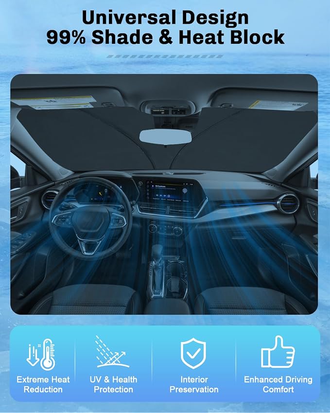 SXCY 2024 2025 2026 Chevy Trax Windshield Sunshade for 2024 2025 2026 Chevy Trax LS/1RS/LT/2RS/ACTIV Accessories 2024 2025 2026 Trax Sunshade Windshield 2024 2025 2026 Trax Foldable Sunshade - Image 4