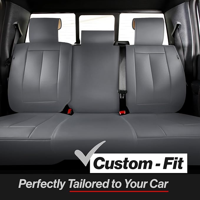 Coverland Custom SUV Car Seat Covers for 2009-2018 Subaru Forester | Premium Waterproof Faux Leather Non-Slip Memory Foam Airbag Compatible Custom Fit Interior Protector [Rear Seat-Dark Gray] - Image 2
