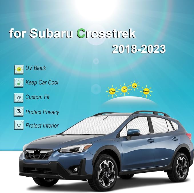 KMF 8pcs Thicken Full Sun Shades for Subaru Crosstrek 2018-2023 Accessories, Car Window Covers Sunshade for Windshield Side Rear, UV Block and Blackout Privacy for Camping Outdoor - Image 2