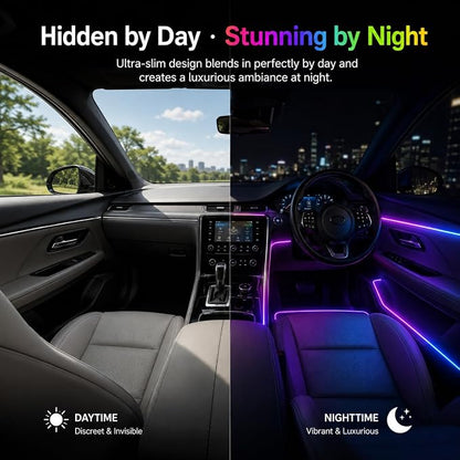 Acrylic Interior Car Ambient Lighting Kits, LED Strip Lights with Wireless APP, Neon Fiber Optic Lights Function LED Strip for Car with Music Modes (6 in 1) - Image 5
