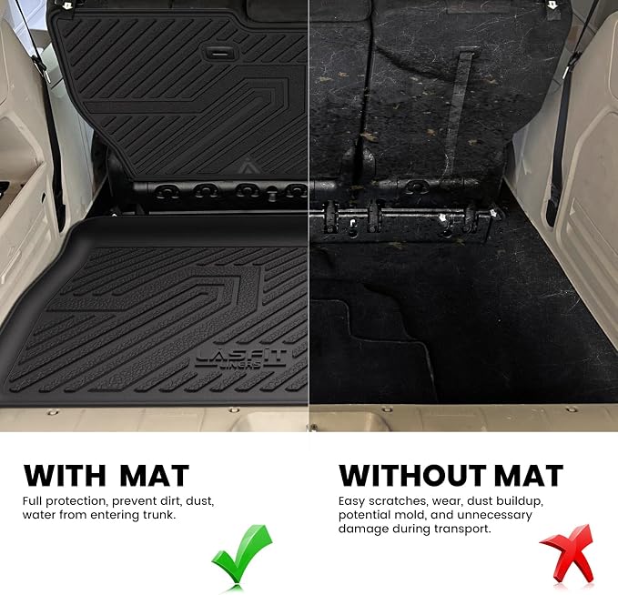 LASFIT Cargo Mat for Dodge Grand Caravan 2008-2020/Chrysler Town & Country | for Chrysler Town & Country 2008-2016 Trunk & Backrest Mat, All Weather TPE, Custom Fit, Full Edge Coverage, Easy to Clean - Image 4