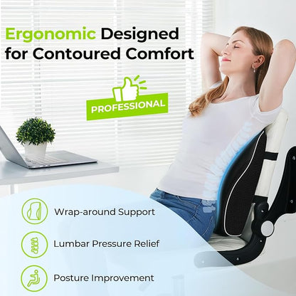 AUVON Lumbar Support Pillow for Office Chair with Patented Bulge for Lower Back Support, Ergonomic Office Home Essentials Improve Posture, Memory Foam Chair Cushion with Straps for Home, Office, Car - Image 7