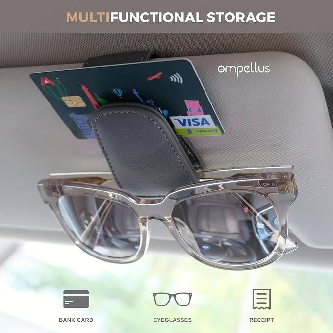 Magnetic Leather Car Sunglass Holder, Visor Sunglasses Holder Clip, 1 Pack | Suitable for Different Size Eyeglasses, Easy Opreation, Car Organziation Accessories - Image 2
