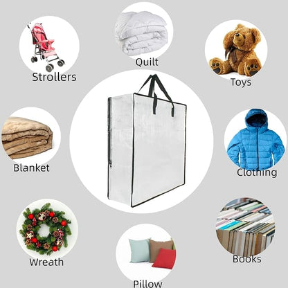 9 Pack Clear Storage Bags with Zipper and Handles, Blanket Bags For Closet Storage, Moving and Packing Supplies for College, Underbed Storage Organizer for Clothes Pillow Bedding Christmas Wreath - Image 7