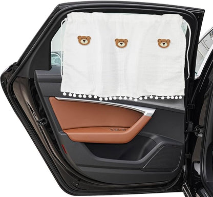 Car Side Window Sun Shade Privacy Curtain for Baby, Car Window Screen, 25"x18" Sun Protection Curtain, Blackout UV Protection Window Shades with Suction Cup for Back Seat (Three Bears) by Unknown