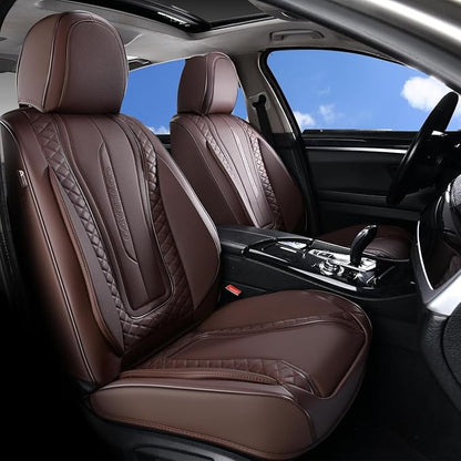 Coverado Car Seat Covers Full Set, Leather Seat Coversfor Cars, Front and Back Seat Covers, Waterproof Car Seat Protectors Car Seat Cushions Universal for Most Vehicles, Coffee - Image 9
