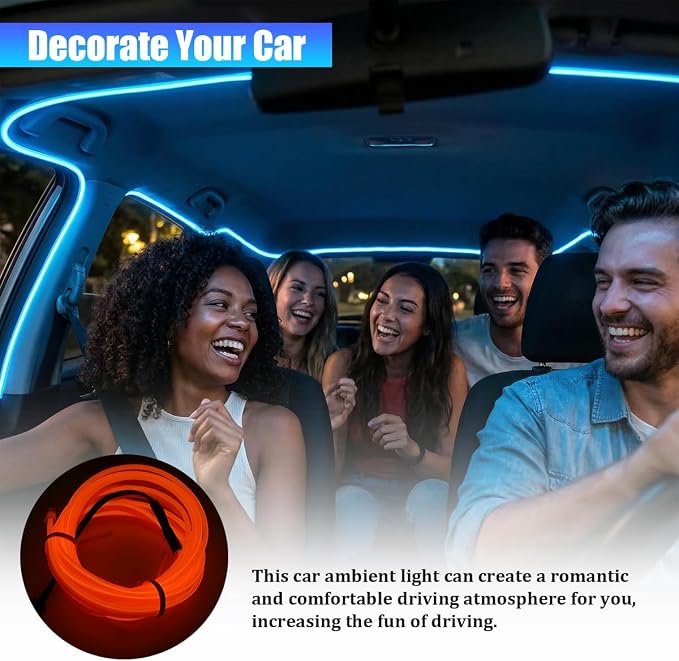 Car LED Strip Lights, 16.4FT 5V Waterproof Flexible Vehicle Ambient Lighting Kits with USB Port, Automotive Lamp Strips Decorations, Universal for SUV Automobile Truck (Orange) - Image 5