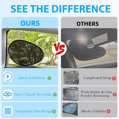 Upgrade Static Cling Car Window Shades(2 Pack),Car Side Window Sunshade | Static Cling Install,Clear Visibility,Transparent Mesh Car Window Shades for Side Window,Block Sunlight,Heat Reduction - Image 4