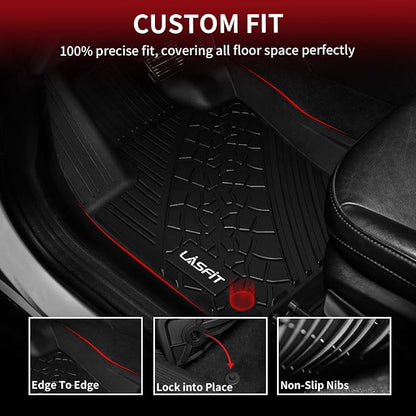 LASFIT Floor Mats for Jeep Compass 2017-2025 2026 | All Weather, TPE, Custom Fit, Car Mats, Floor Liners, 1st & 2nd Row, Black - Image 3