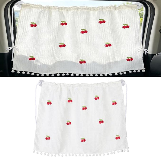 Car Side Window Sun Shade Privacy Curtain for Baby, 25.2"x18.1" Cute Blackout UV Protection Car Window Shades with Suction Cup for Back Seat, Auto Camping Windows Screen Shades (Ten Cherry) by Unknown